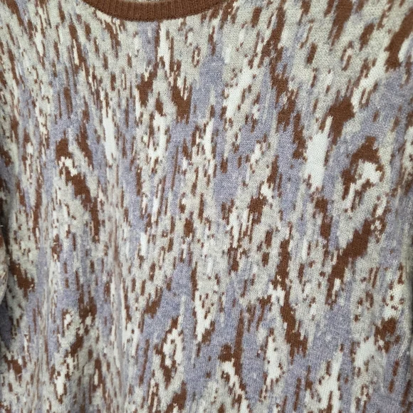 Garnet Hill Ikat Cashmere Sweatshirt Sweater Brown & Gray Size Small - Picture 3 of 6